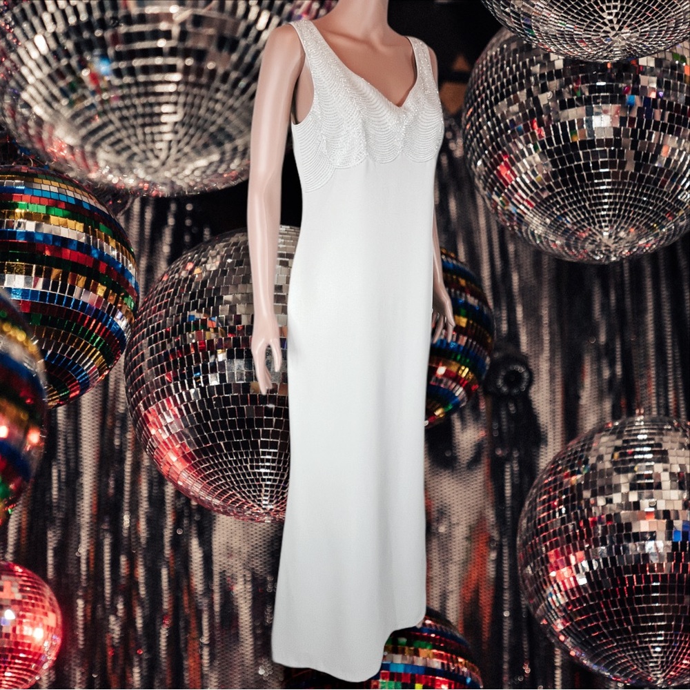 Daymor Couture Beaded-Breast Sleeveless Floor-Length Dress, Blue-Gray |8 - Picture 1 of 16